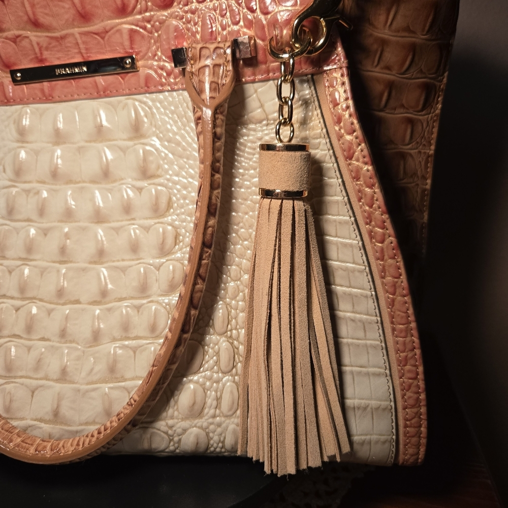 Brahmin Priscilla, Large, Tri-Colored Croc-Embossed Satchel - Picture 7 of 8